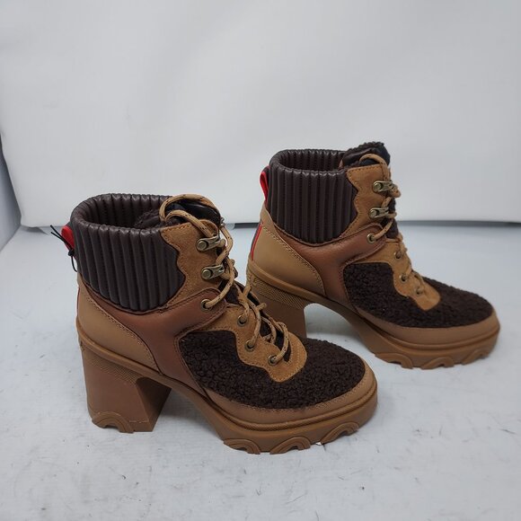 SOREL BROWN BREX WATERPROOF SHEARLING HEEL COZY LACE UP BOOT - Picture 9 of 10